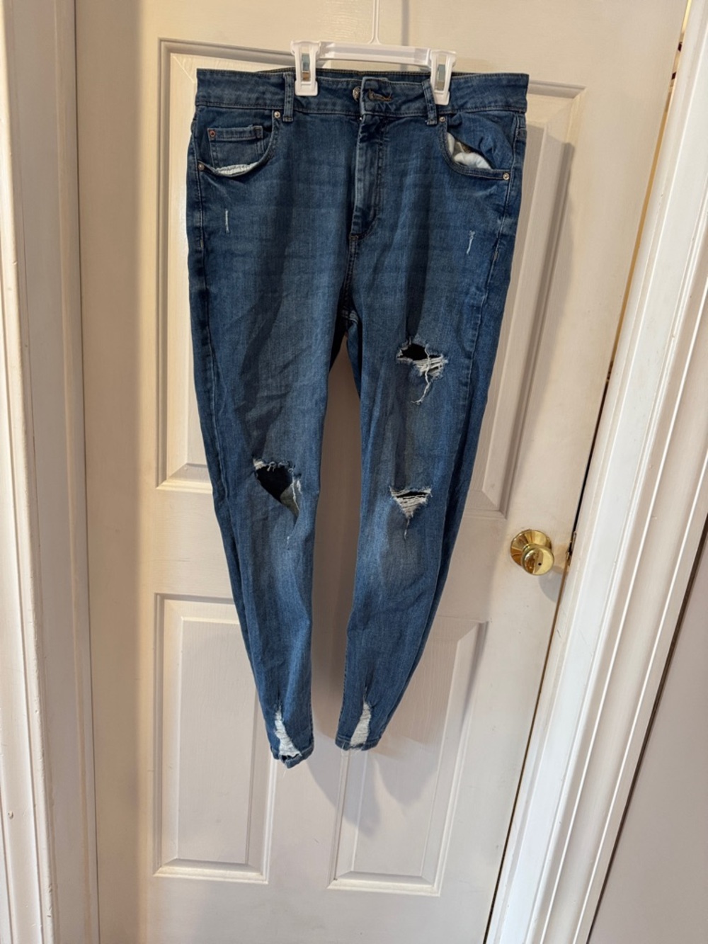 Denim&Co Dark Blue Distressed Jeggings